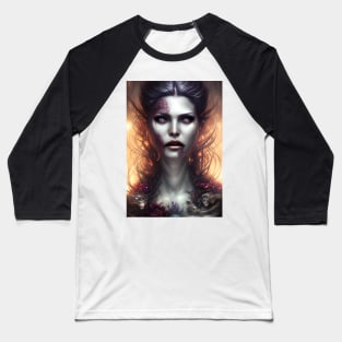 Mysterious Gothic Woman | Gothic Aesthetic | Beautiful Vampire Woman Baseball T-Shirt